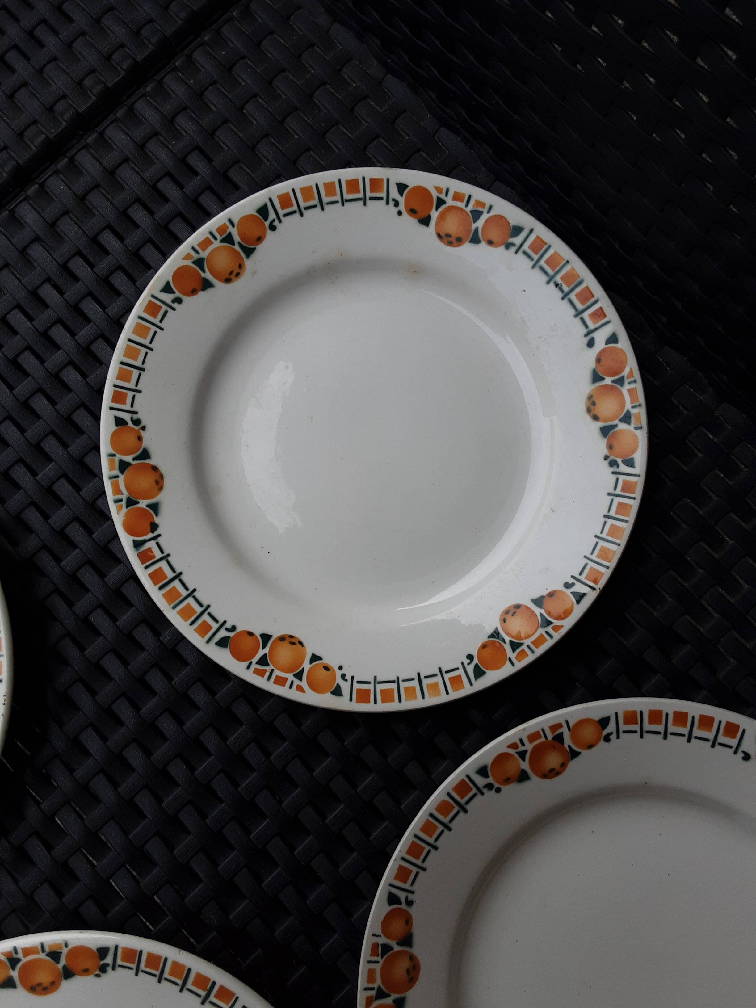 4 vintage flat plates, 22 cm, from St Amand Ceranor, Cotentin pattern