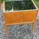 Vintage pair of bedside tables from the 1950s in sycamore and a mirror.