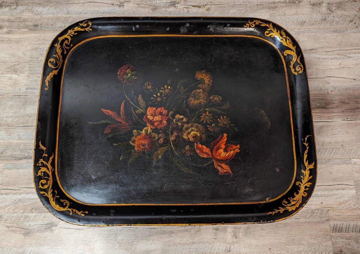 Coffee table with painted sheet metal top Napoleon III