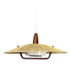 Large Mid-Century Teak and Sisal Cord Hanging Pendant by Temde Leuchten,60s