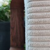 Art Deco armchair in solid oak and off-white corduroy, 1950s