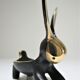 Candle holder zoomorphic bronze solid patina black rabbit hare 60s