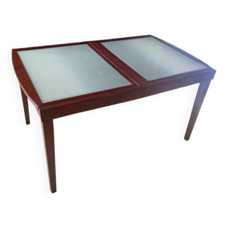 Table rétractable, hêtre et verre, Cinna 2000