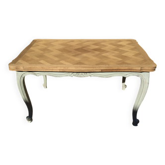 Louis XV style table in oak with natural wood top