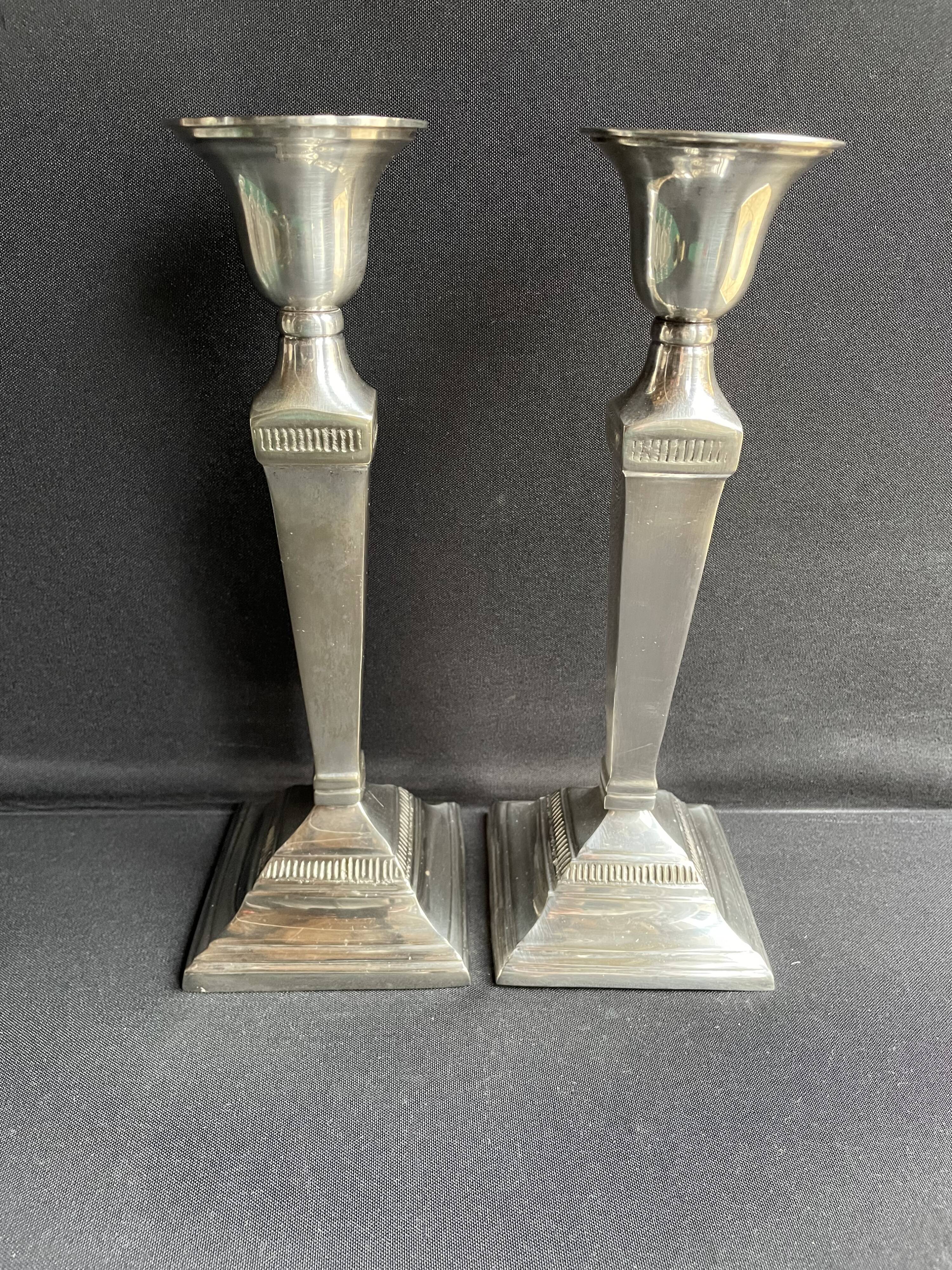 Candle holders (2) - Modern mid-century - Silver metal - Square base