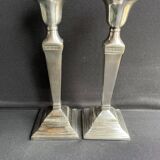 Candle holders (2) - Modern mid-century - Silver metal - Square base