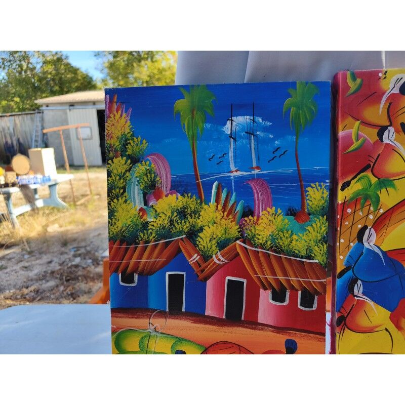 2 tableaux à l'huile sur toile haïtienne