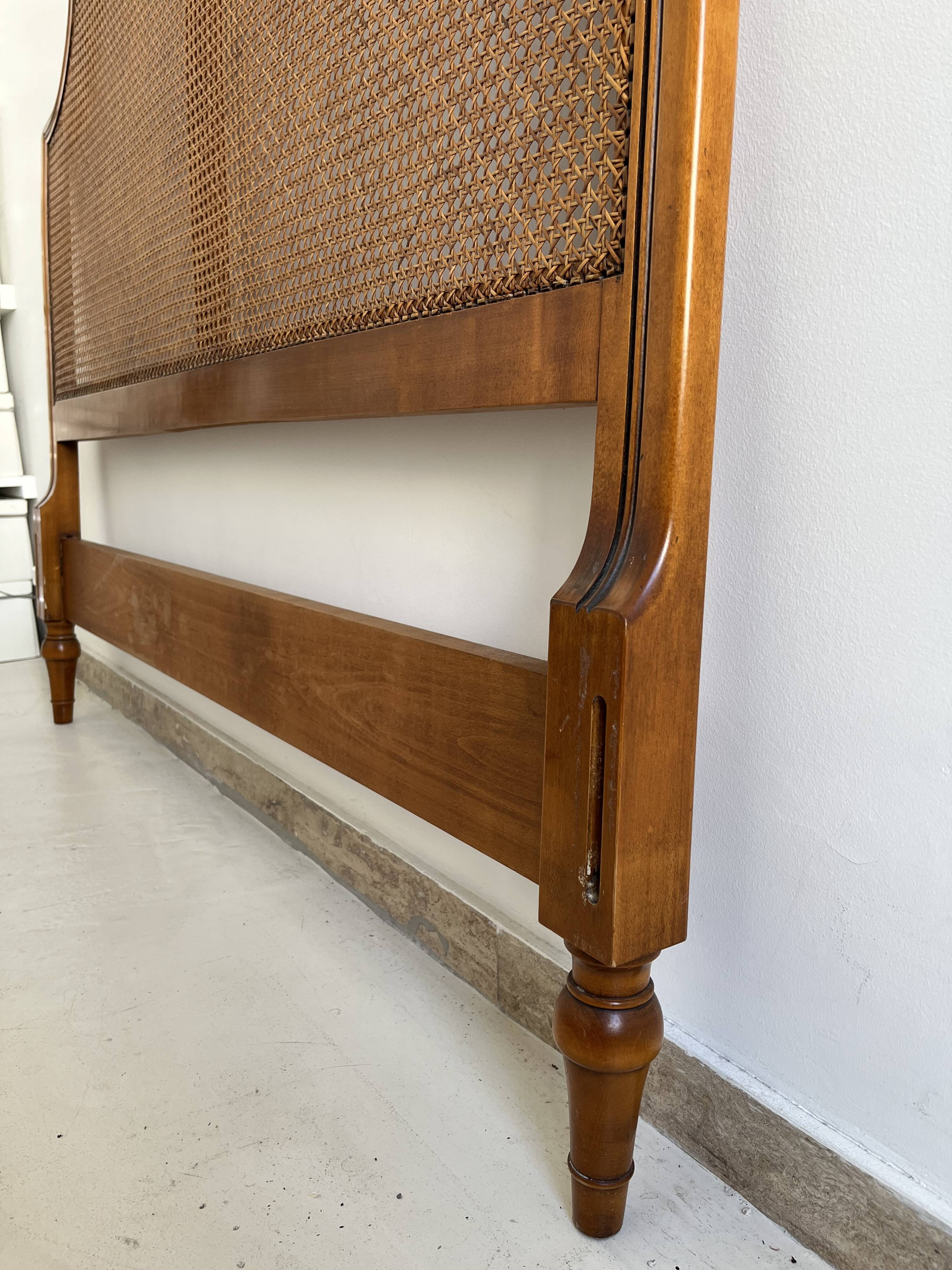 Vintage canning and rattan headboard