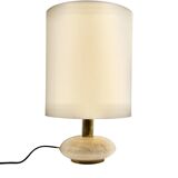 Travertine & brass table lamp base, Italy 1970s