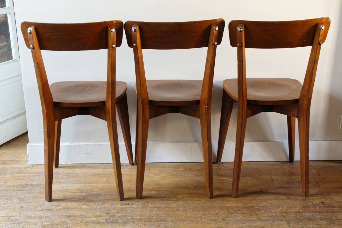 Set of 3 Luterma chairs from the 1950s, monobloc base.