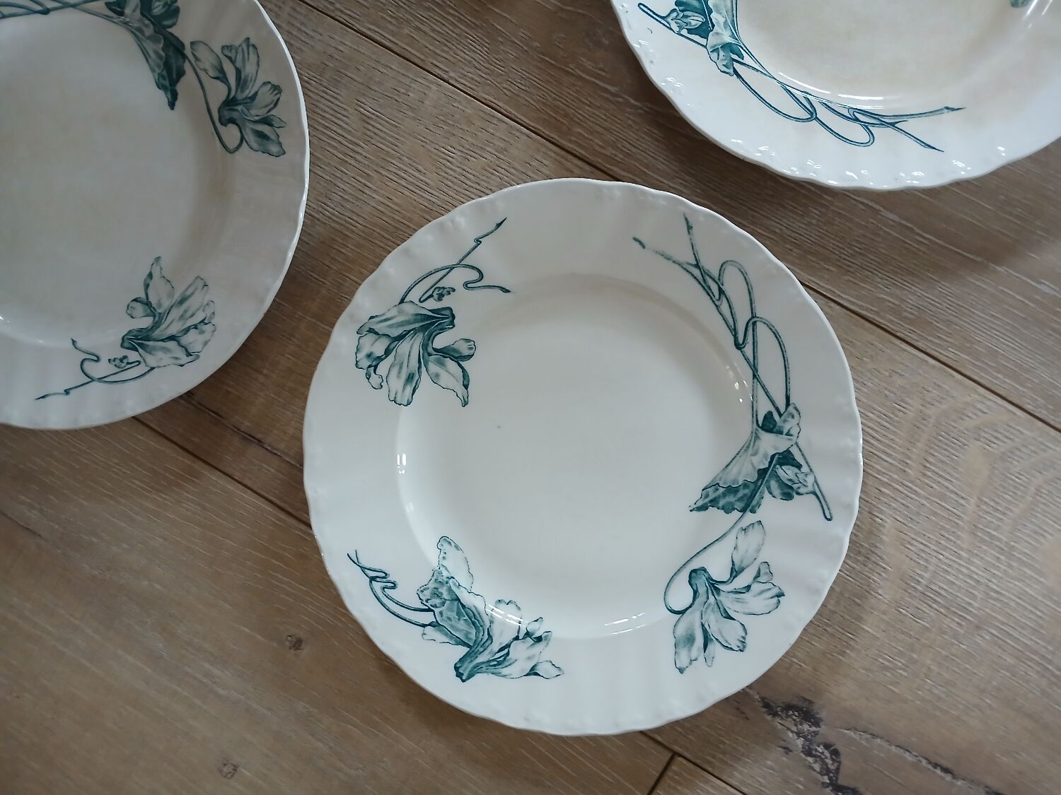 10 antique ironstone dinner plates