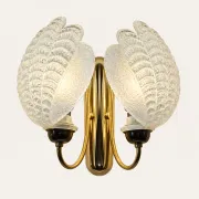 Vintage Italian shell wall light, textured glass and brass, 1970s.