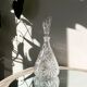 Carafe liqueur cristal de Bavière ciselée fleur et ses 8 verres à liqueur, vintage France