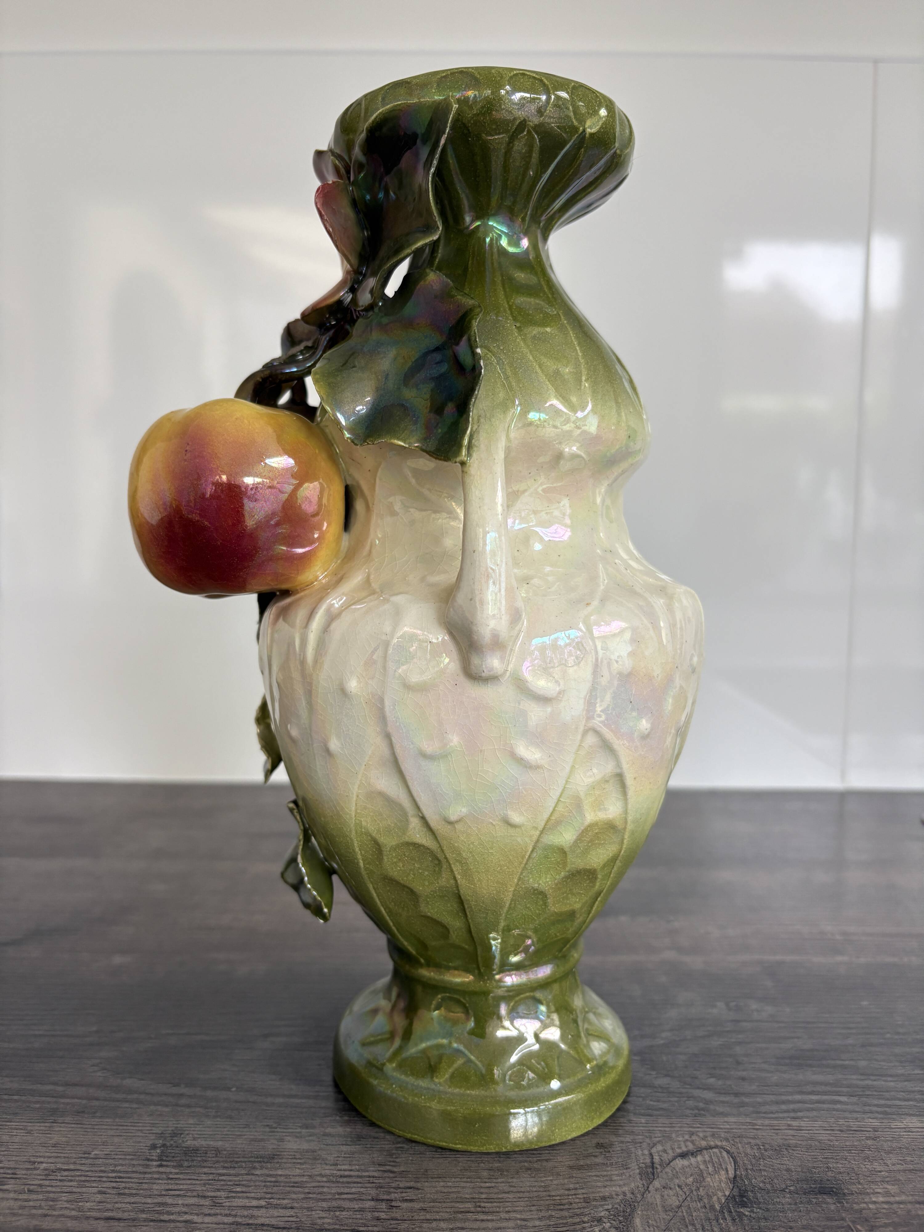 Art Nouveau ceramic vase – fruit and flower decoration