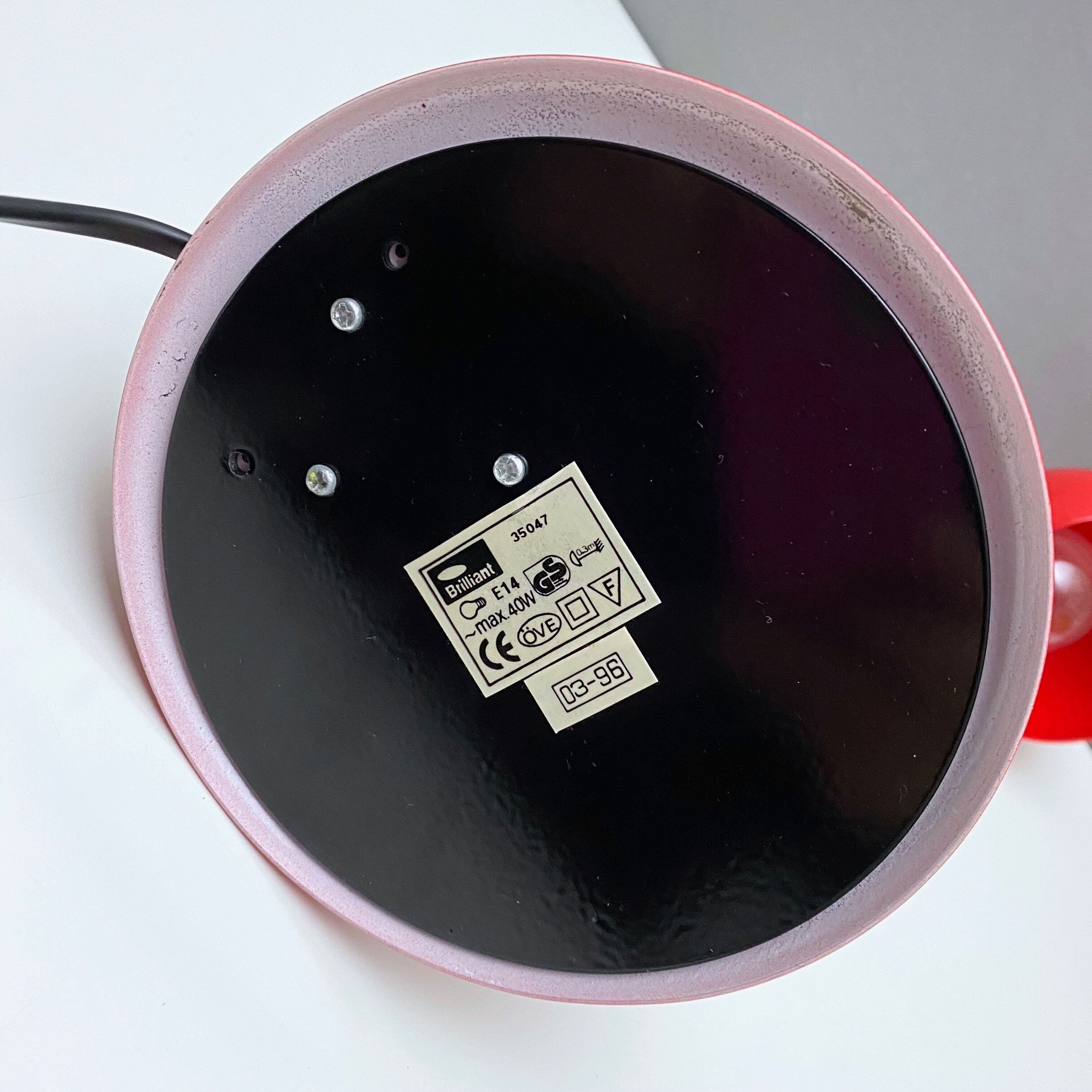 Desk lamp, vintage table lamp red, ball lamp