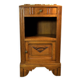 Art Deco oak and marble bedside table