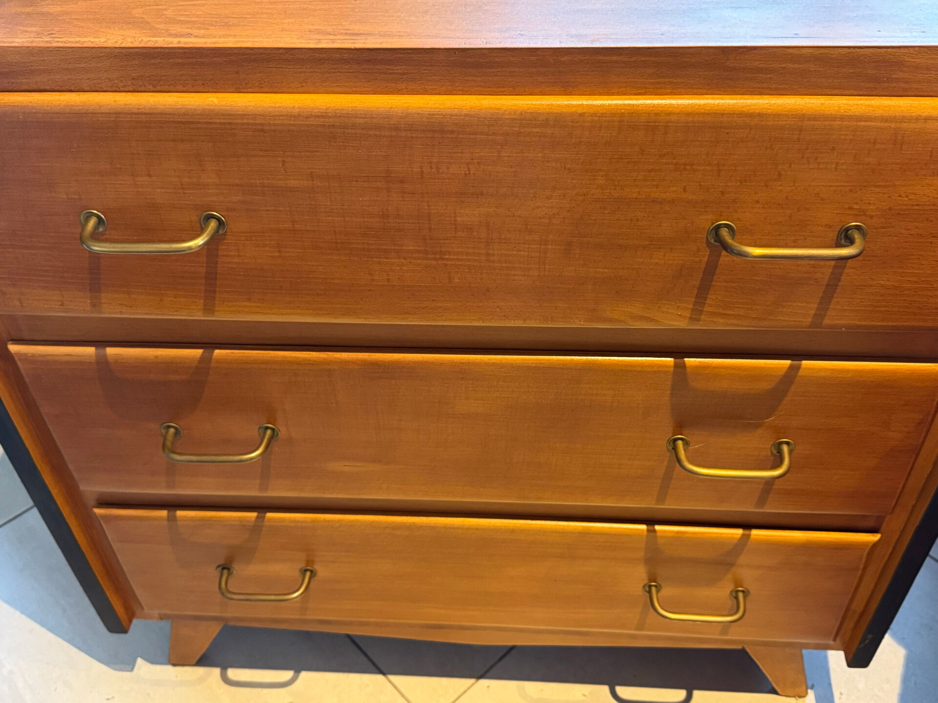 Vintage Scandinavian chest of drawers - varnished wood in teak colour