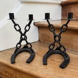 Pair of brutalist style candlesticks