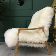 Vintage Design Art Deco White Sheepskin Fluffy Fury Chair Armchair