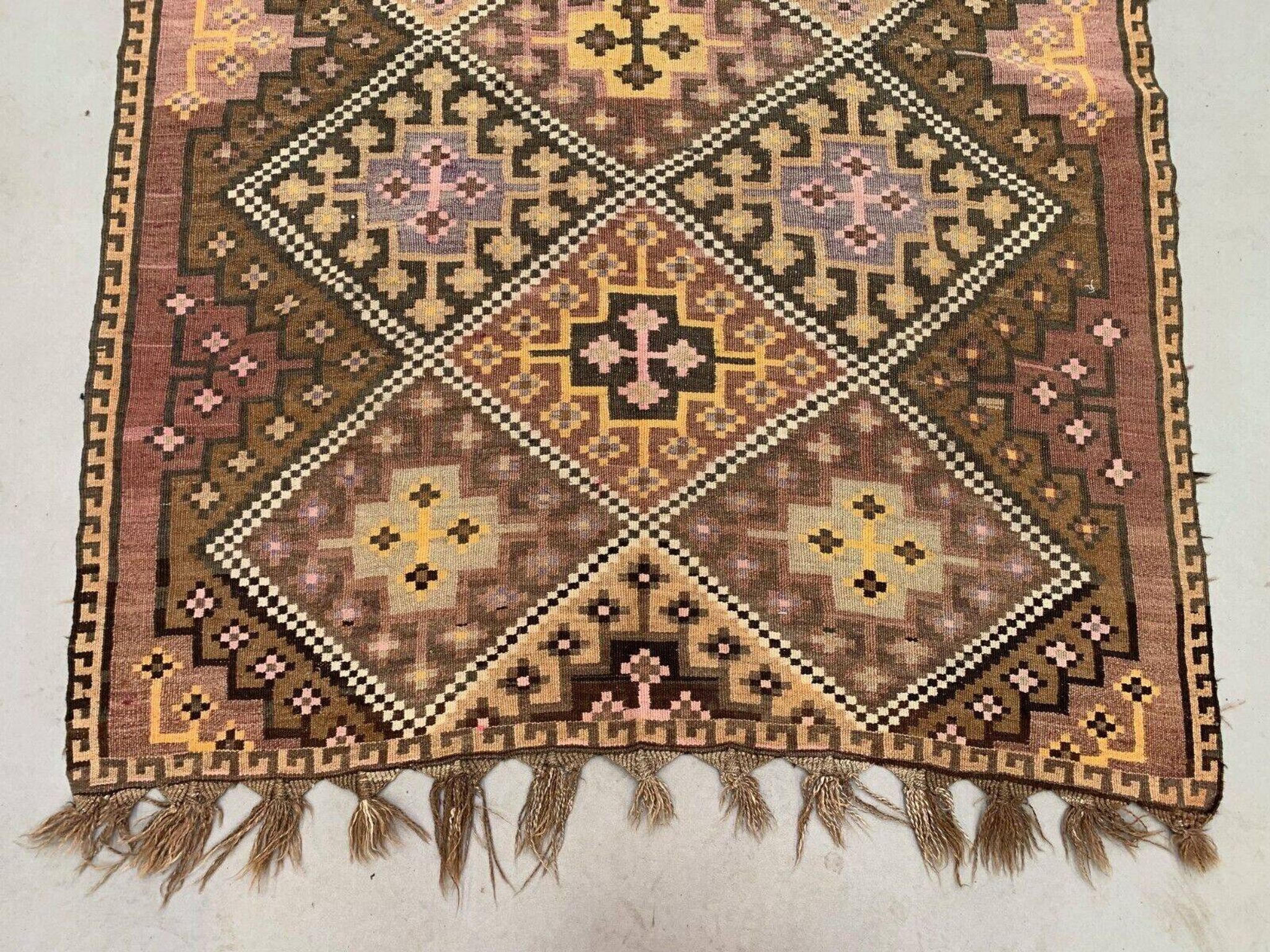 Vintage Turkish Kilim 377x152 cm wool kelim rug large