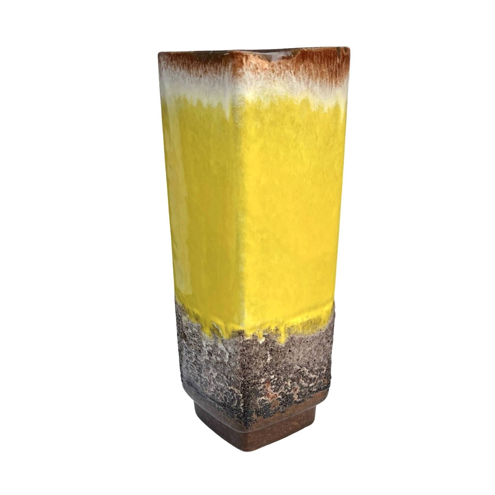 Strehla Vase 1224/24 – Germany, 1970s, fat lava, yellow glaze