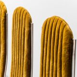 Ensemble de 4 chaises en métal velours jaune 1970 vintage modernisme