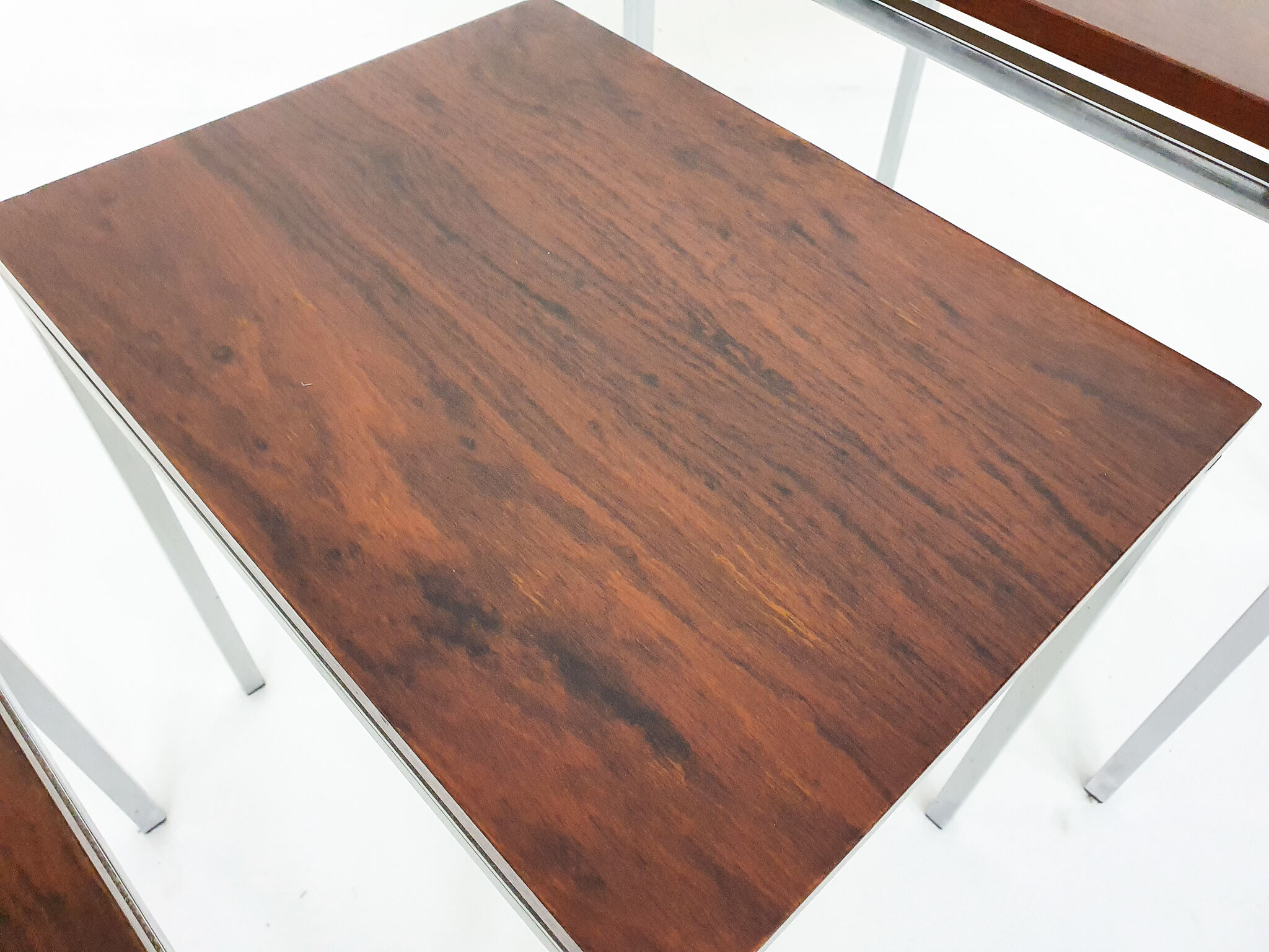 Rosewood and metal nesting tables, The Netherlands 1960's