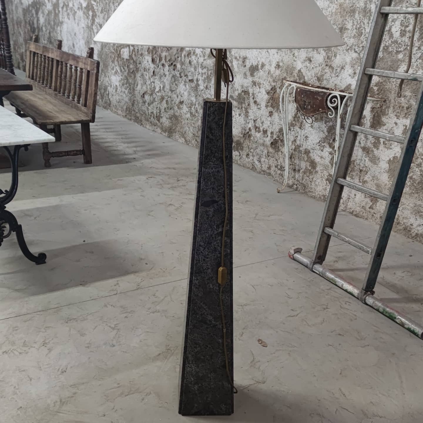 Blue grey marble lamppost circa 1980