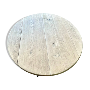 table ronde d'antan chêne brut restauré