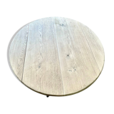 restored raw oak round table from yesteryear