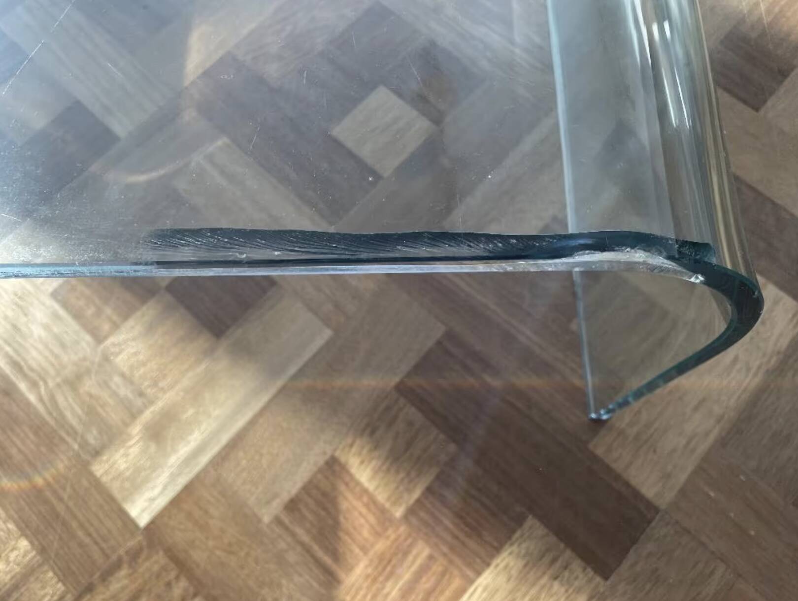 Large glass coffee table – fiam style, vintage