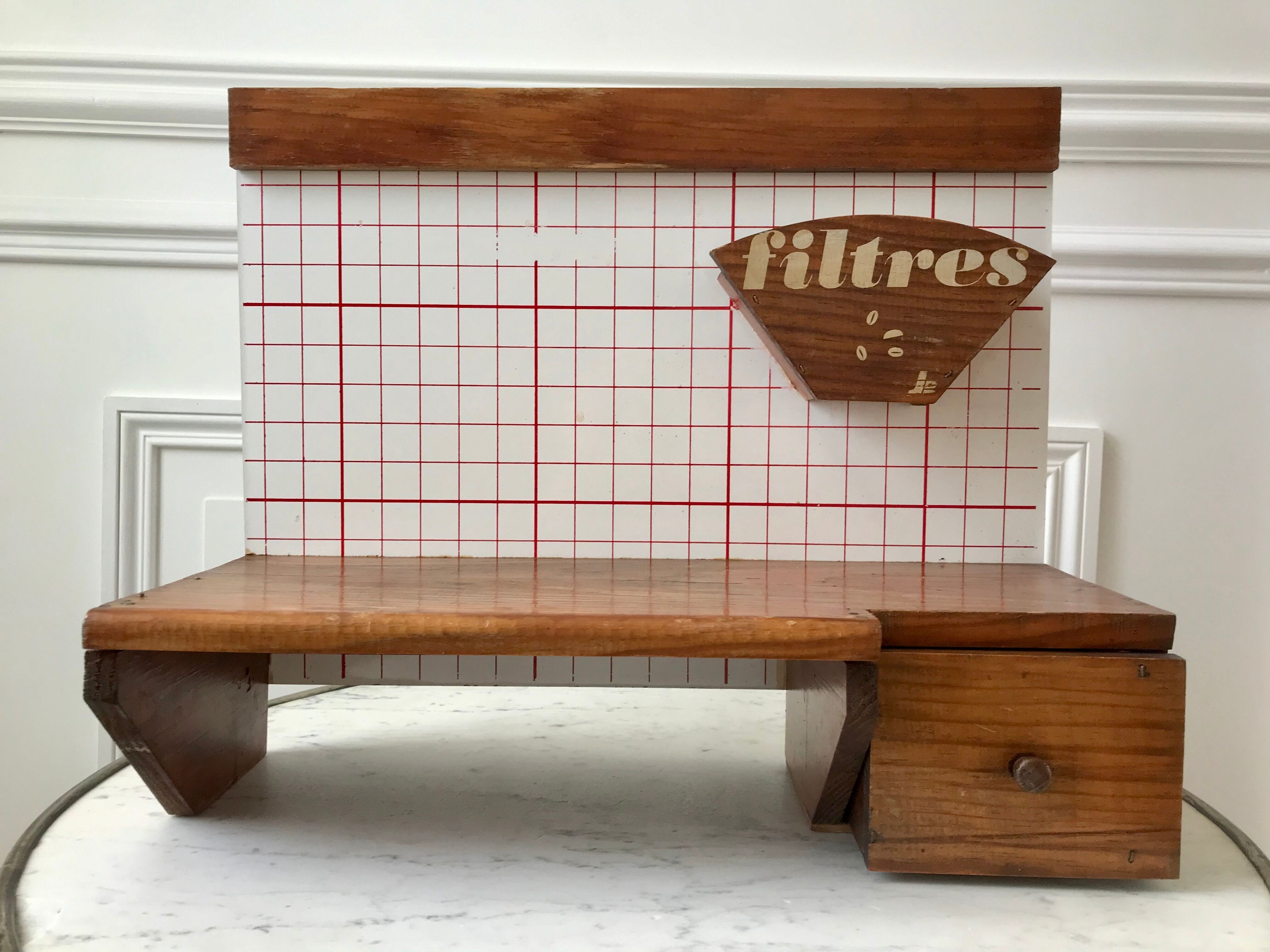 Vintage pine coffee kitchen shelf 70s
