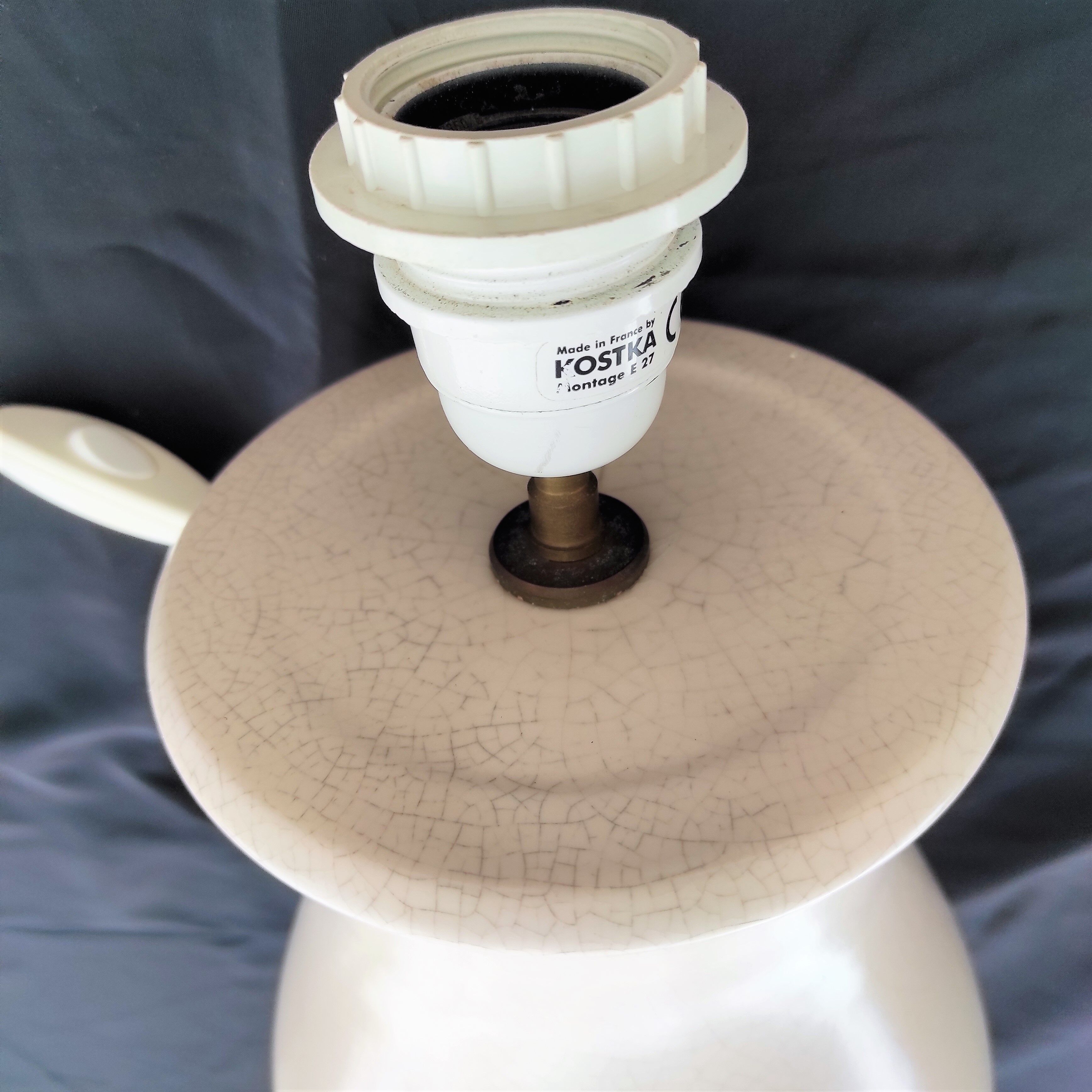 Vintage Kostka table lamp in cracked ceramic without lampshade, France 1960-1970