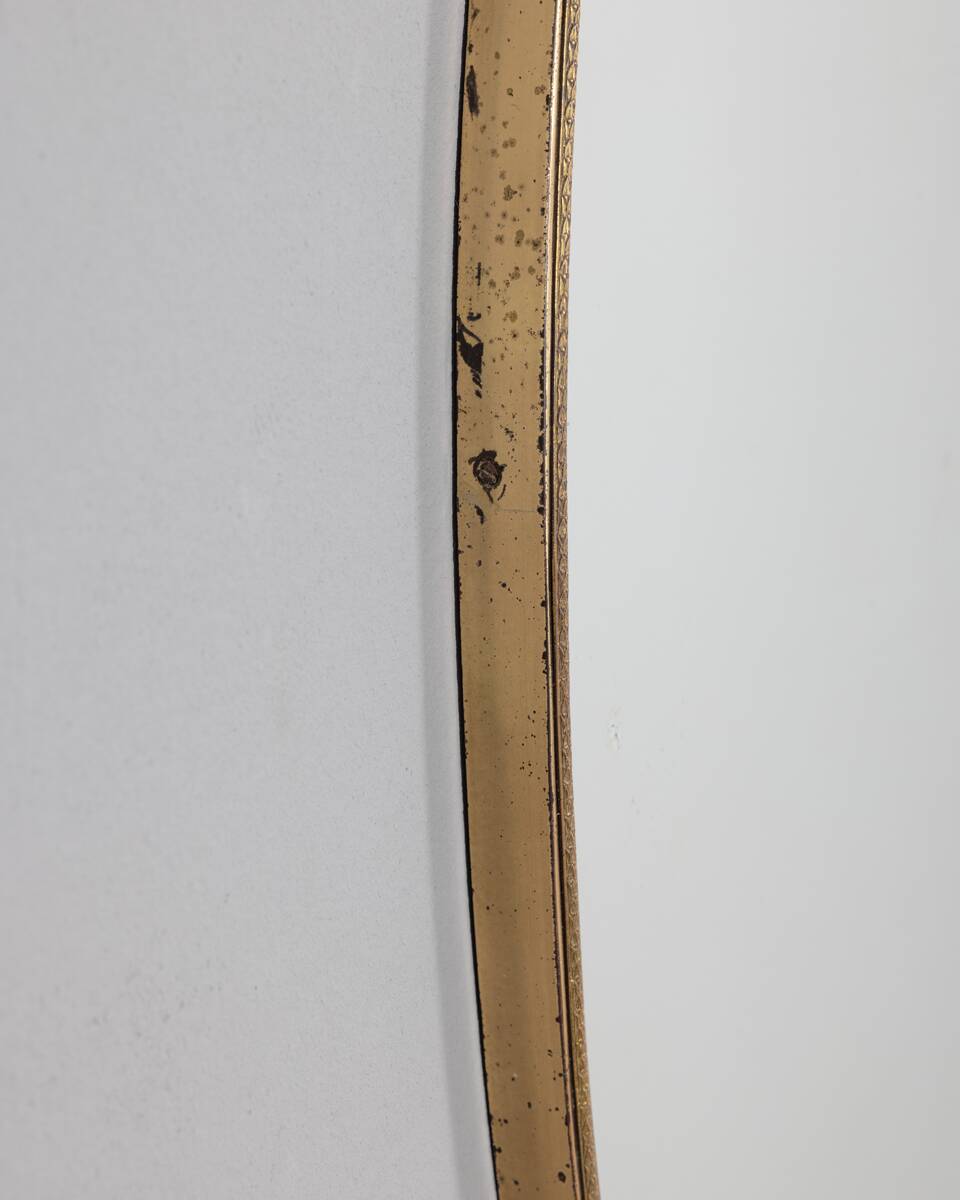 Vintage 1950s wall mirror in golden brass italian design