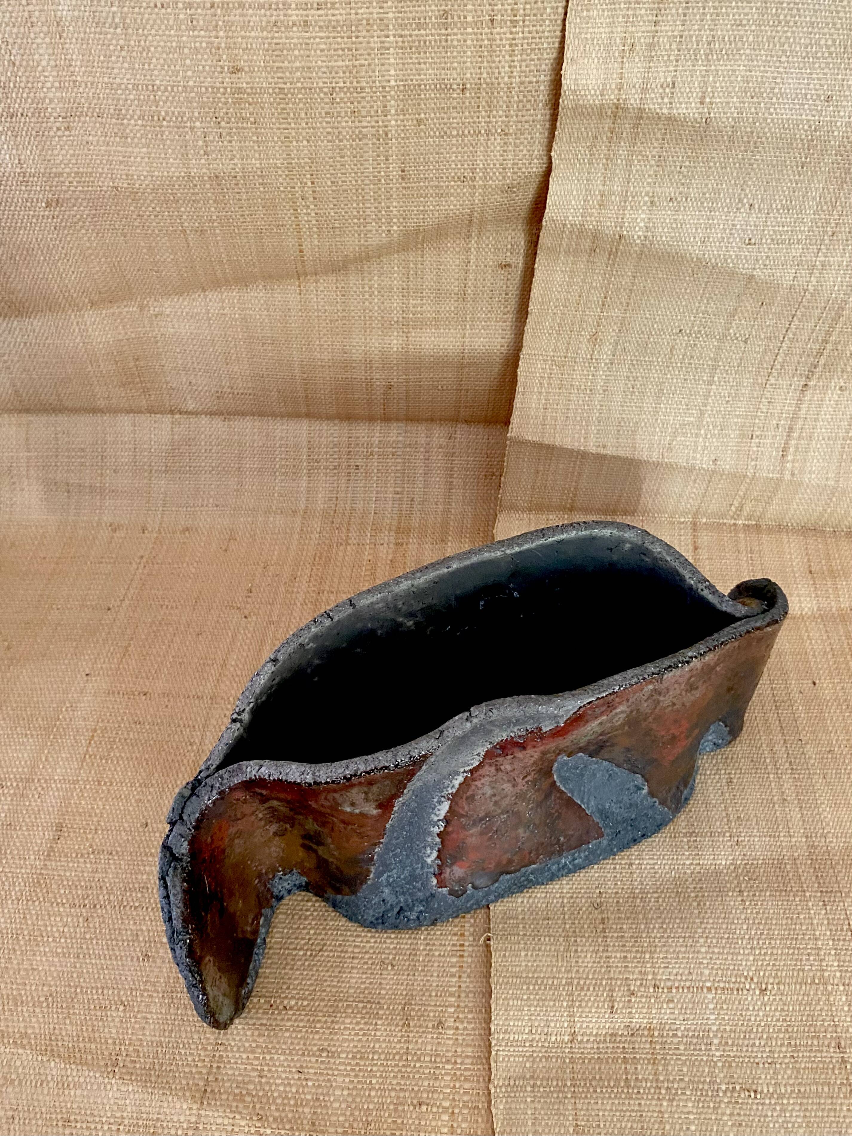Raku vase signed free form