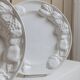 Set of 2 vintage ceramic plates - white glaze, fruit relief - Mid-Century design - Italy 1980s - decorative bowls, wedding decoration, gift