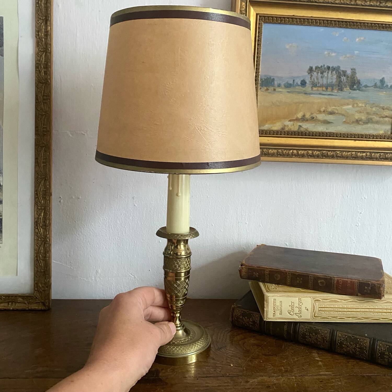 Brass candlestick style lamp