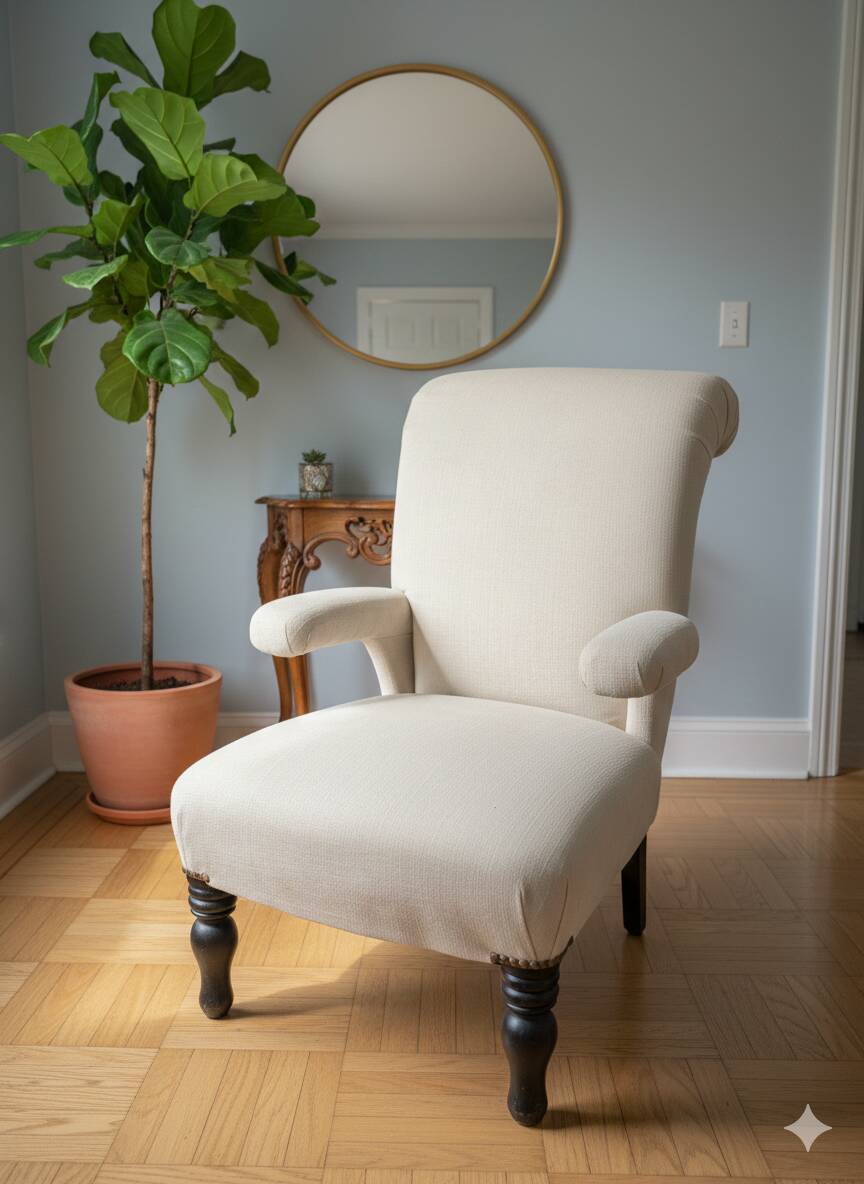 Napoleon III crapaud armchair with a reclined backrest