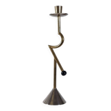 Vintage postmodern sculptural candlestick in chrome brass from the 1980s.