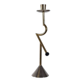 Bougeoir sculptural vintage postmoderne en laiton chromé des années 80