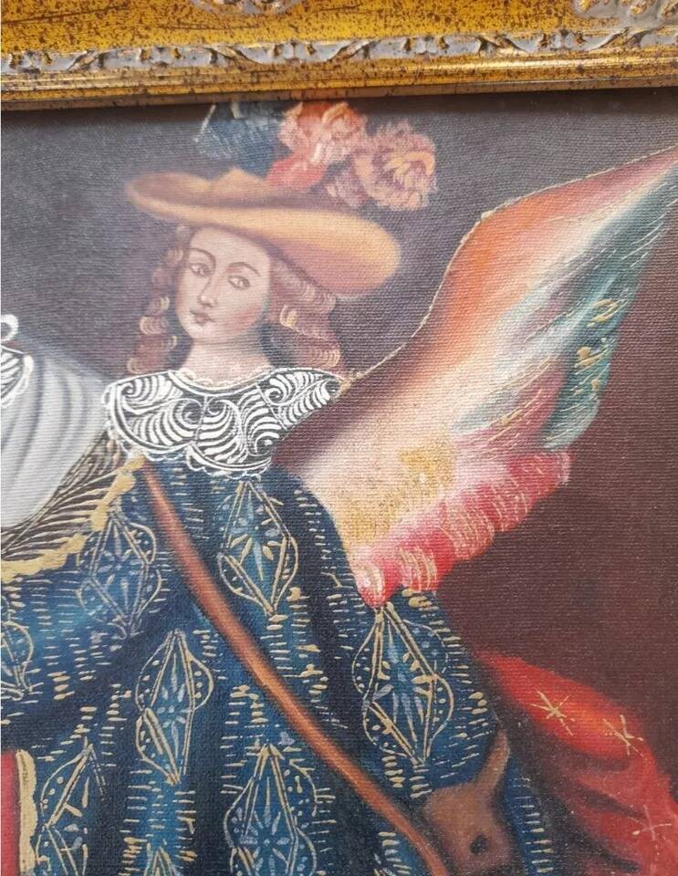 20th Cuzco School Angel Oil Painting