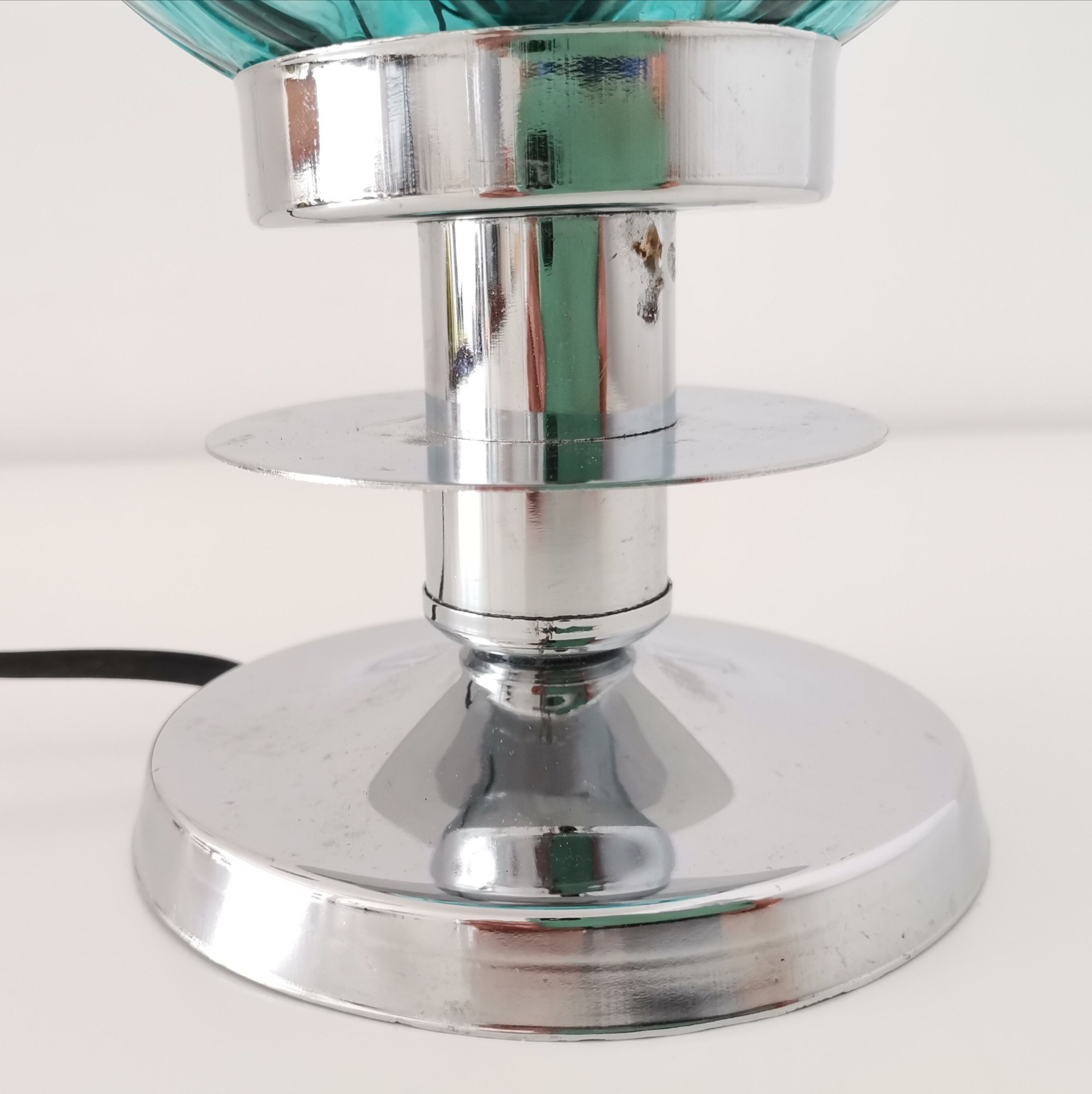 Mid century modernist green blue bubble glass lamp