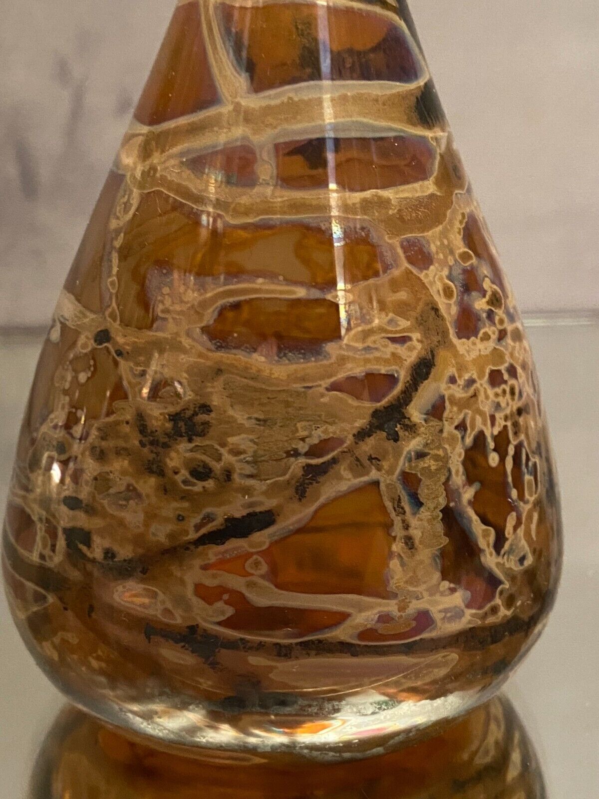 Soliflore vase in tinted glass with marbled decoration Murano Venice