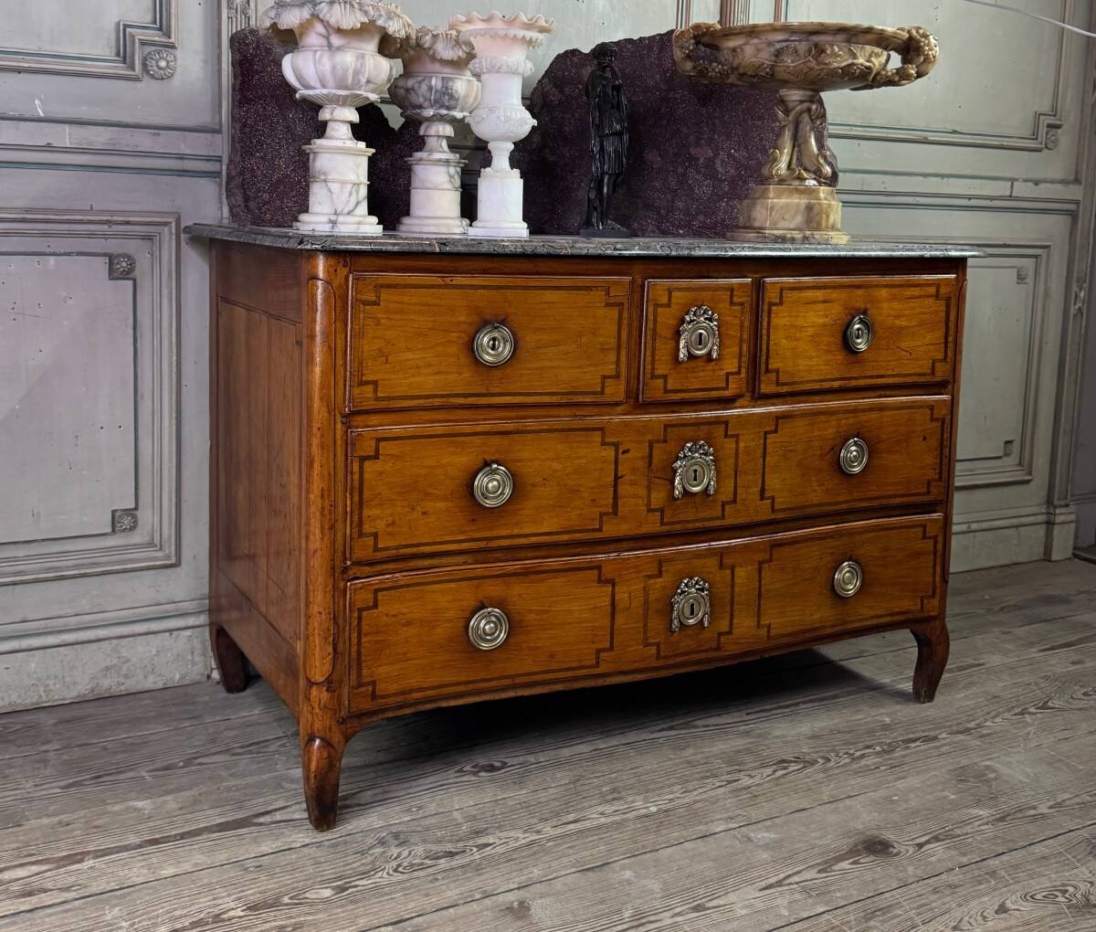 Transitional cherrywood chest of drawers, 18th century