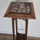 High plant stand in carved wood and Art Nouveau marble.