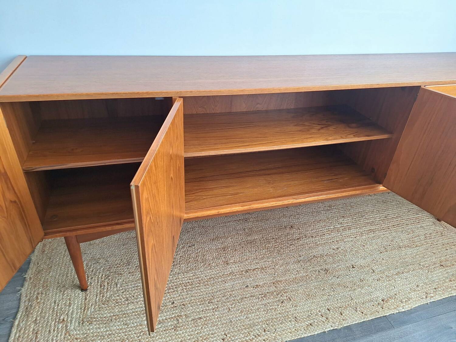 Very large vintage teak sideboard, buffet, display cabinet.