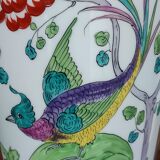Jean Boyer porcelain vase with floral and vegetal decoration and bird of paradise