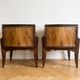 Pair of Art Deco bedside tables in wood and black marble