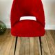 Chaise moumoute rouge pieds compas vintage années 50-60