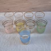 Vintage liqueur service from the 50s/60s — Decanter, 9 pastel glasses & tray